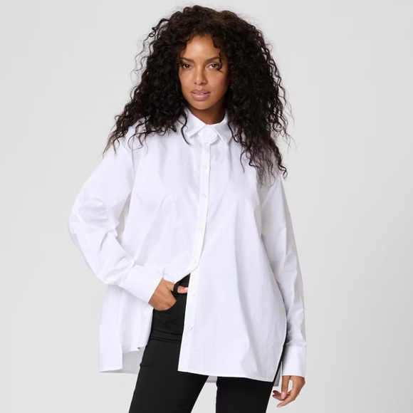 Kaffe Tops - NWT KAFFE KAmira White Shirt Size M Rosette Detail Button Down Cotton Classic